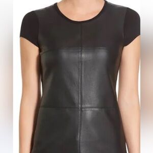 Bailey 44 black faux leather short sleeved black top size small
